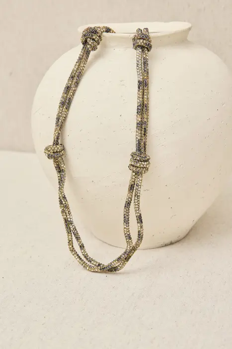 Collar Largo Nudos Brillo