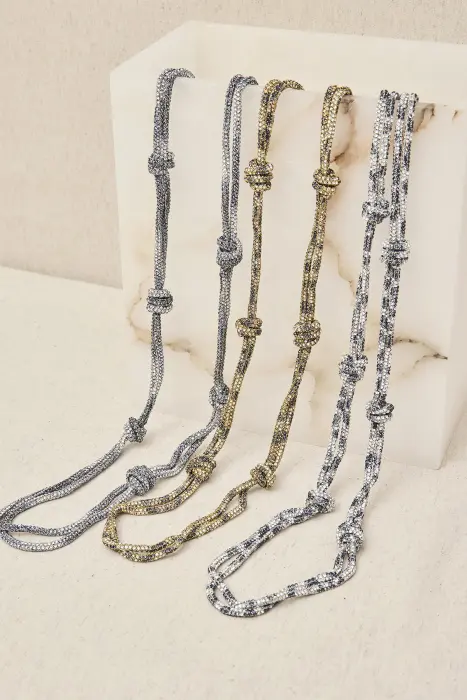 Collar Largo Nudos Brillo