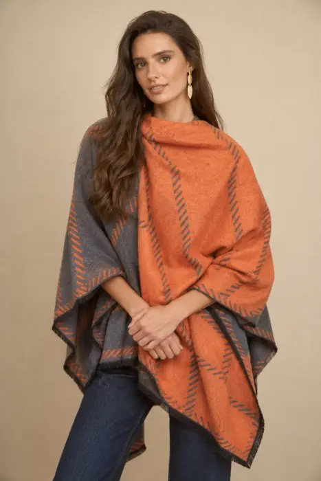 Poncho Reversible Cuadro Maxi