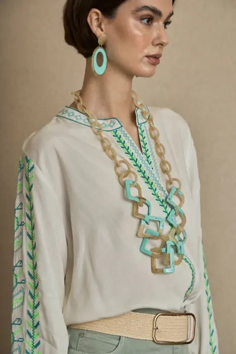 Collar Eslabones Resina Geométricos