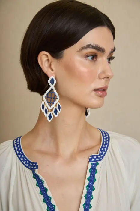 Pendientes Rafia Rombo