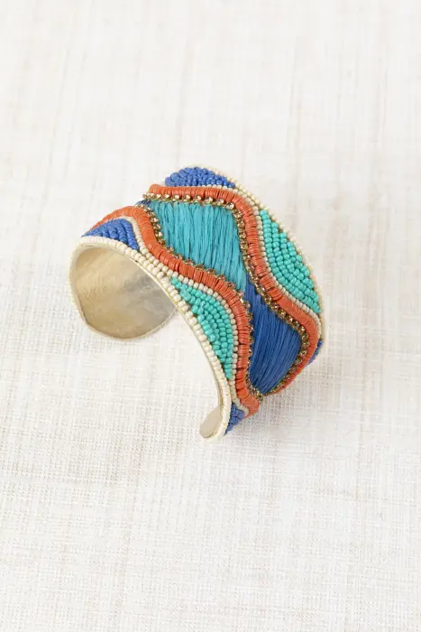 Pulsera Brazalete Rafia y Resinas