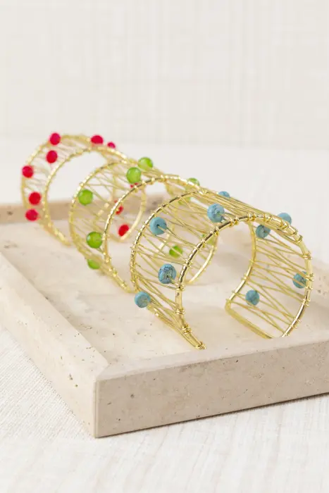 Pulsera Brazalete Trenzada con Piedras