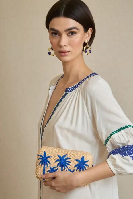 Bolso Clutch Rafia Palmeras