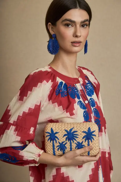 Bolso Clutch Rafia Palmeras