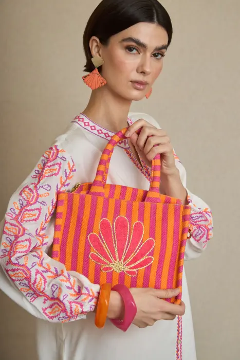 Bolso Totte Rayado Bordado