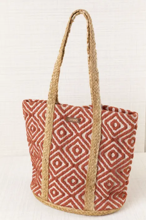 Bolso Capazo Rafia Geometrías