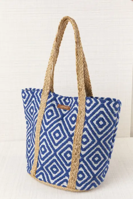 Bolso Capazo Rafia Geometrías