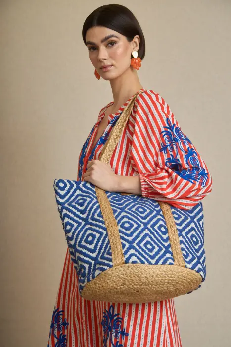 Bolso Capazo Rafia Geometrías