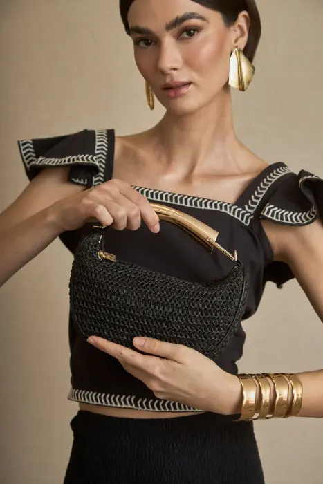 Bolso Rafia Medialuna Mini