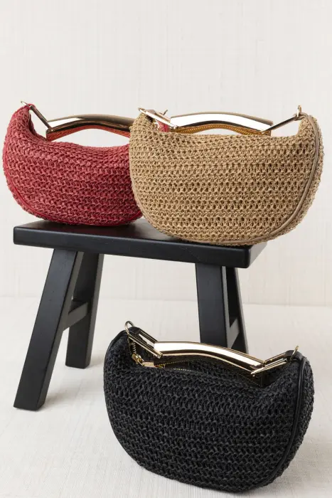 Bolso Rafia Medialuna Mini