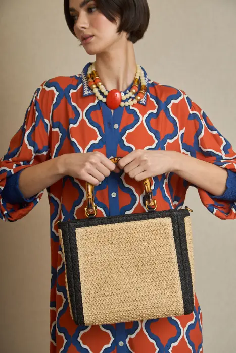 Bolso Rafia y Bambú