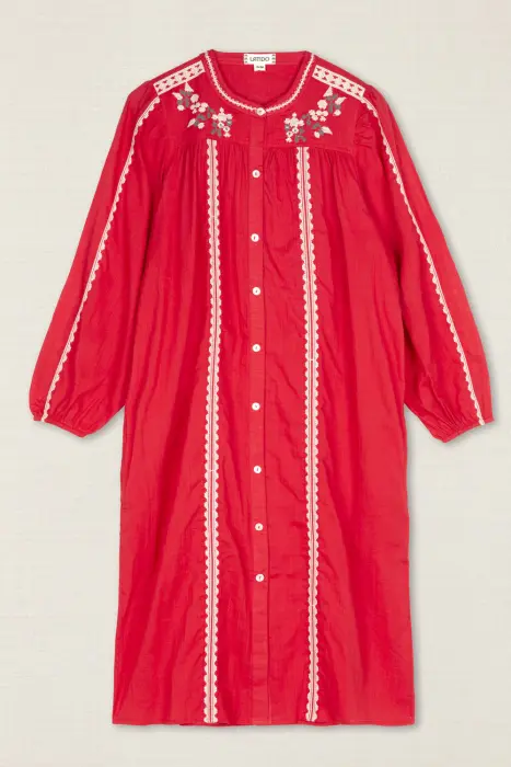 Vestido Kurta Bordado Flor