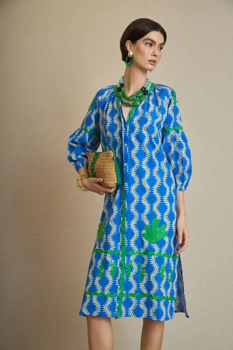 Vestido Kurta Ondas Bordada