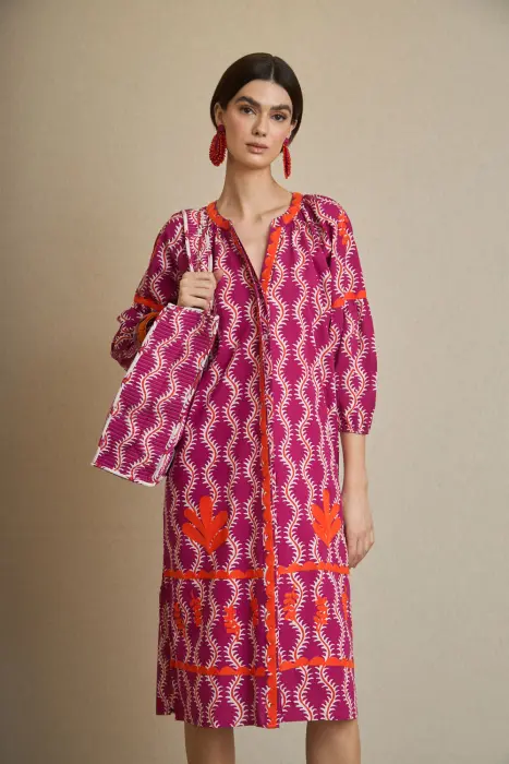 Vestido Kurta Ondas Bordada