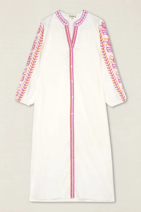 Vestido Kurta Bordado Hojas