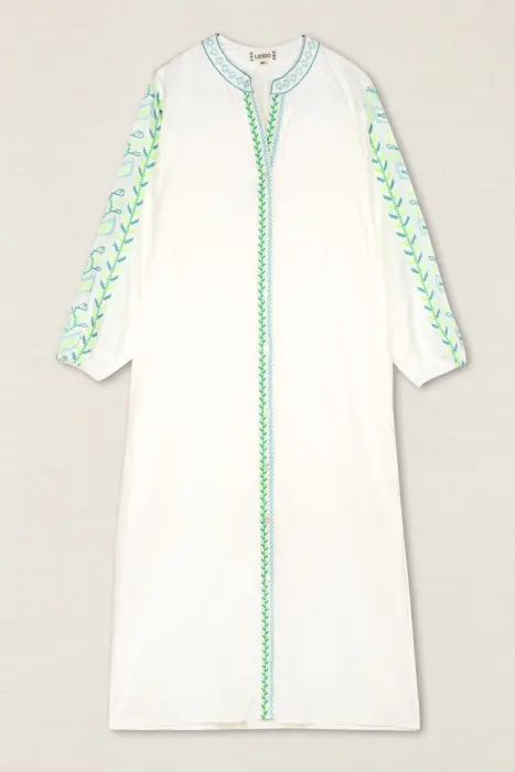 Vestido Kurta Bordado Hojas