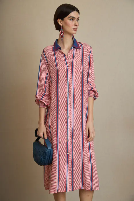 Vestido Camisero Rayado