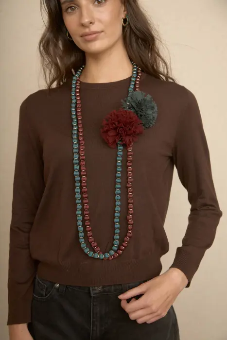 Collar Largo Flor Gasa
