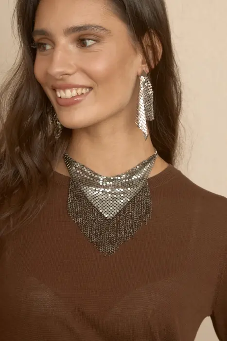 Collar Chocker Malla y Flecos