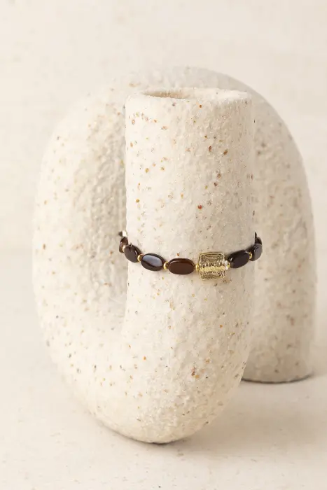Pulsera Fina Resina y Latón Baño Oro