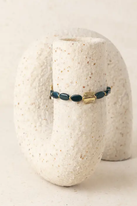 Pulsera Fina Resina y Latón Baño Oro