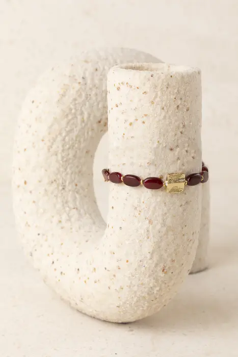 Pulsera Fina Resina y Latón Baño Oro