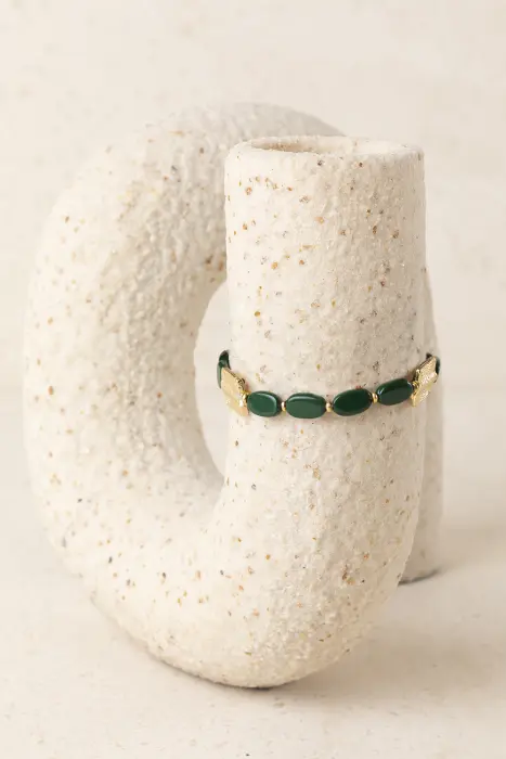 Pulsera Fina Resina y Latón Baño Oro