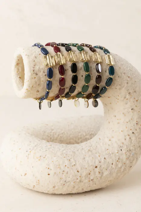 Pulsera Fina Resina y Latón Baño Oro