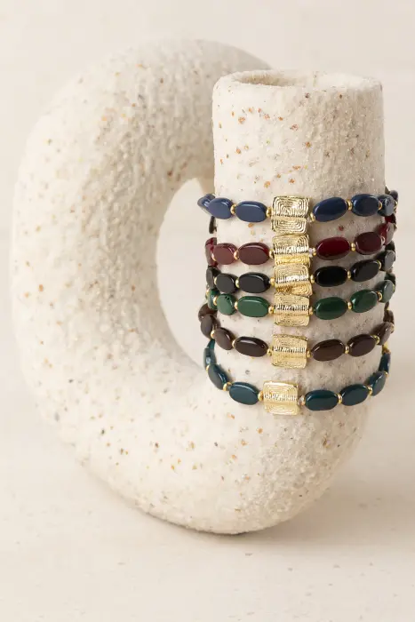 Pulsera Fina Resina y Latón Baño Oro