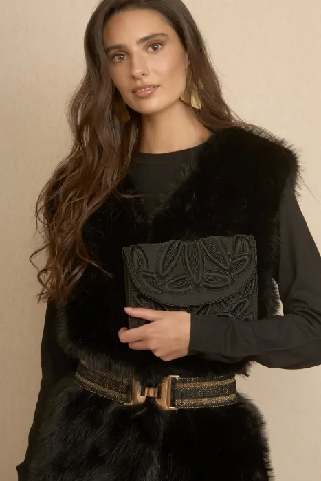 Bolso Hojas Bordadas