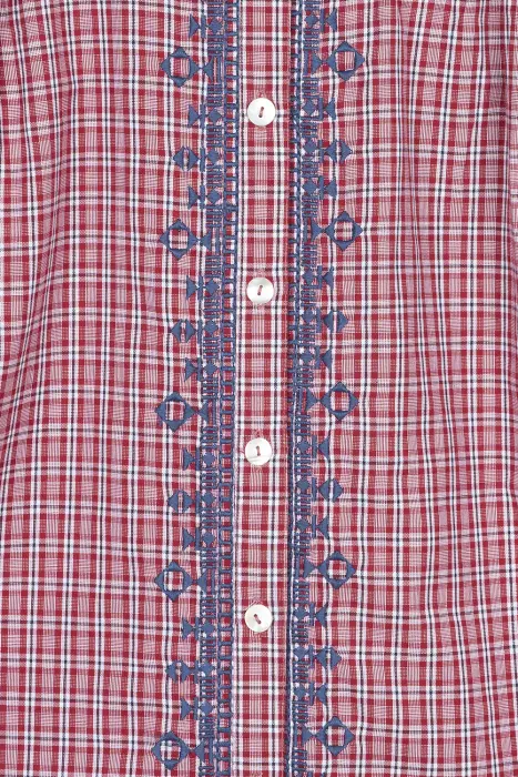 Blusa Cuadros Bordado Geométrico