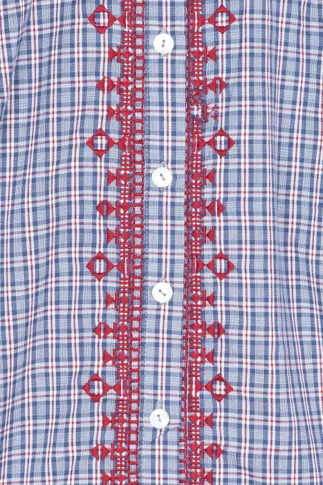 Blusa Cuadros Bordado Geométrico