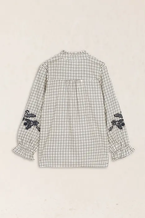Blusa Cuadros Bordada