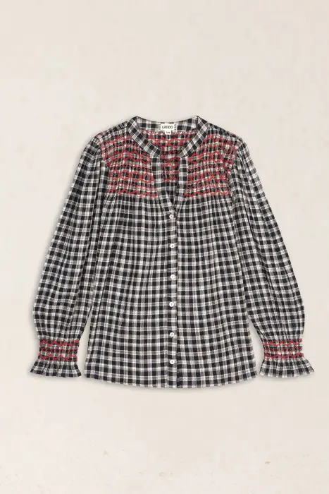 Blusa Vichy Bordada
