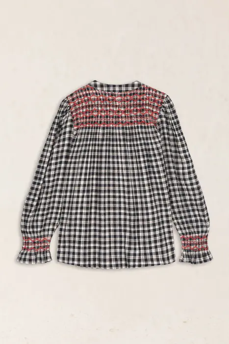 Blusa Vichy Bordada