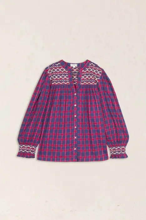 Blusa Vichy Bordada