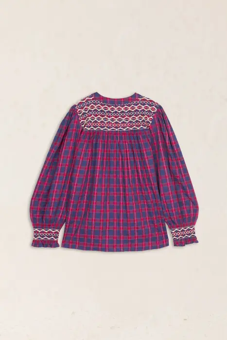 Blusa Vichy Bordada