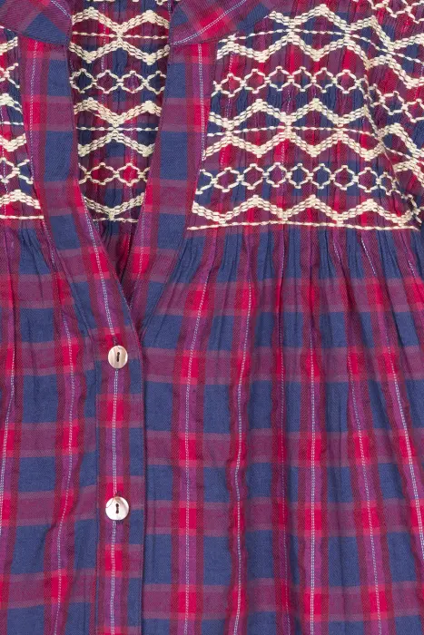 Blusa Vichy Bordada