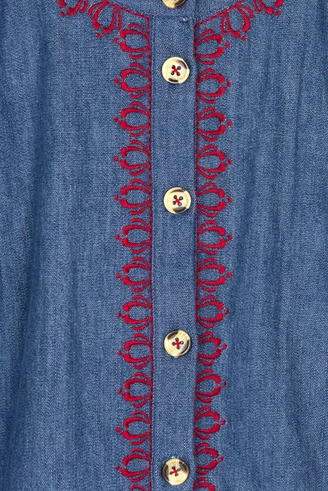 Blusa Denim Bordada