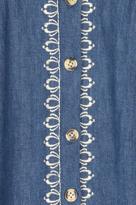 Blusa Denim Bordada