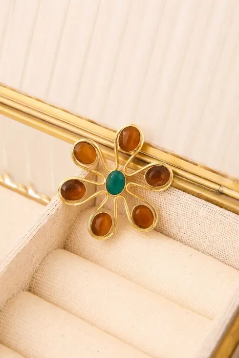 Broche Flor Piedras