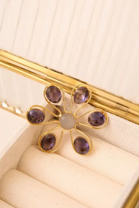 Broche Flor Piedras