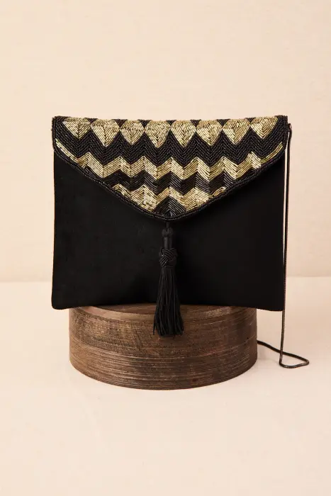 Bolso Solapa Bordada Zigzag