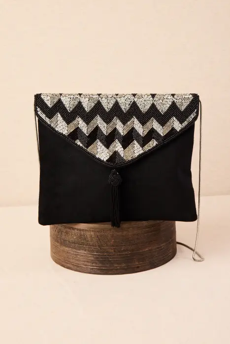 Bolso Solapa Bordada Zigzag