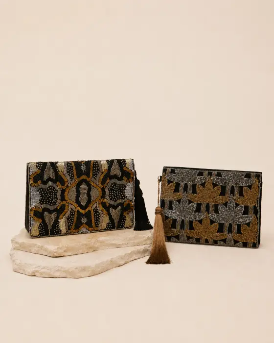 Bolso Cartera Bordado Flores