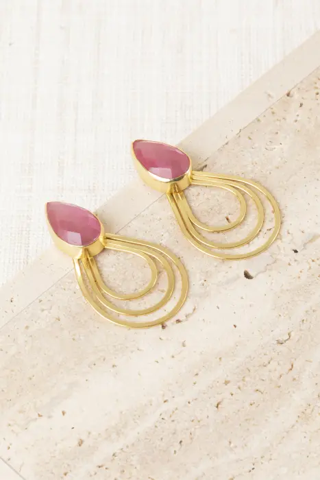 Pendiente triple gota piedra natural