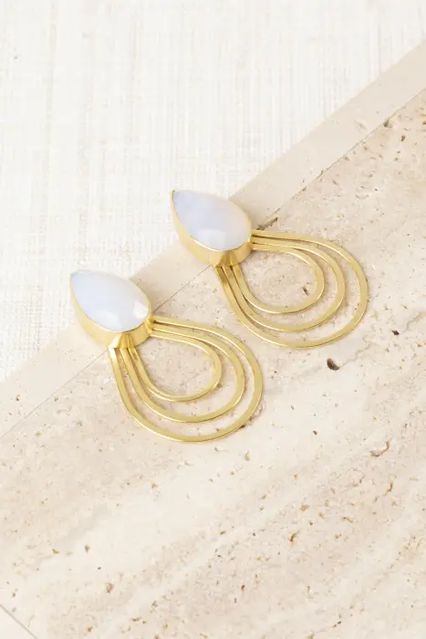 Pendiente triple gota piedra natural