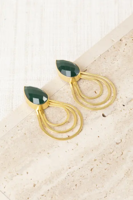 Pendiente triple gota piedra natural