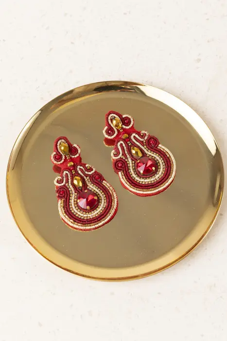 Pendientes Bordados Resina y Cristal